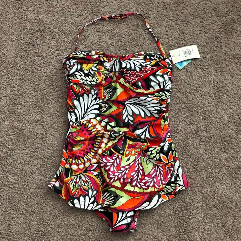 Bikini Bay One Piece Bandeau Swimsuit Multicolored Floral